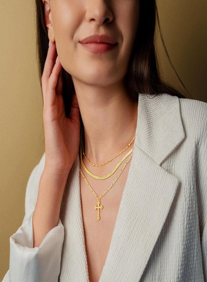 VIROMY Gold Layered Cross Necklace for Women - Dainty Gold Plated Cross Pendant Necklace Stack Pendant Stacked Necklaces Set Faith Jewelry Set Religious Gifts for Women - Image 4